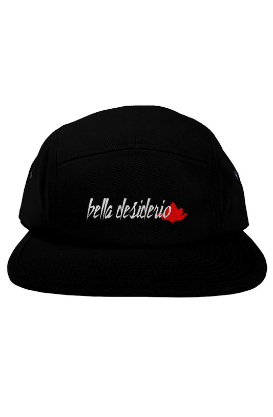 black 5 panel with white BD red lotus