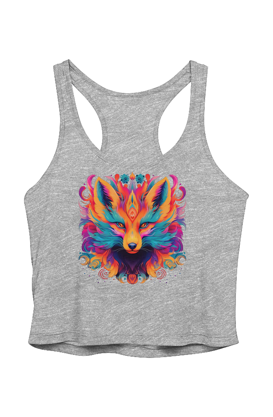 BS - Women's Sheer Cropped Racer Tank - Bright Fox